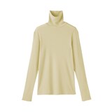 婦人　カシミヤ混リブ編みタートルネック長袖Ｔシャツ