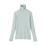 婦人　カシミヤ混リブ編みタートルネック長袖Ｔシャツ