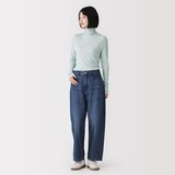 婦人　カシミヤ混リブ編みタートルネック長袖Ｔシャツ