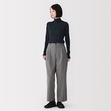 婦人　カシミヤ混リブ編みタートルネック長袖Ｔシャツ