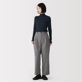 婦人　カシミヤ混リブ編みタートルネック長袖Ｔシャツ