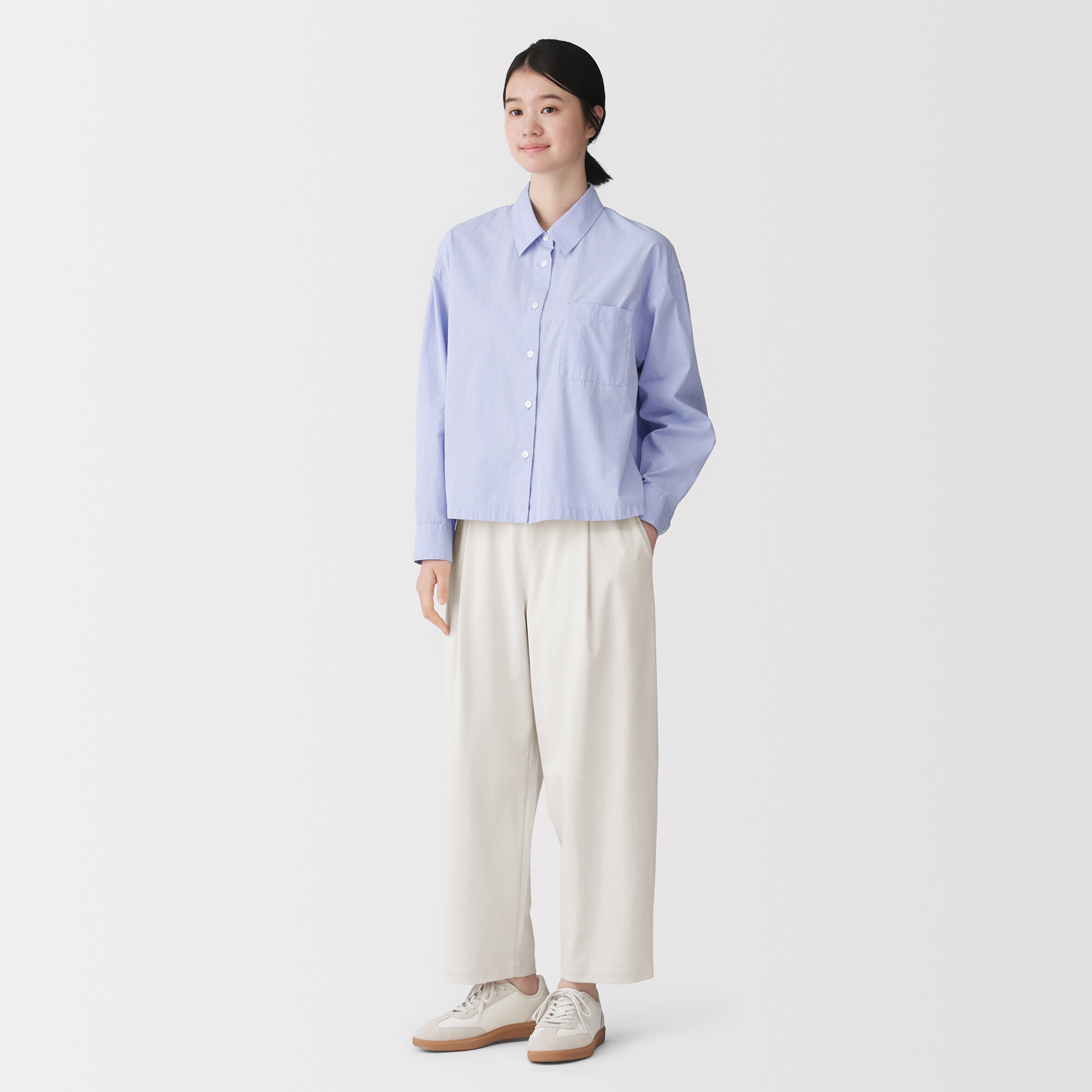婦人　スムースポンチイージーテーパードパンツ