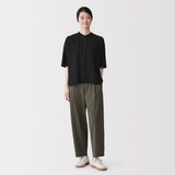 婦人　スムースポンチイージーテーパードパンツ