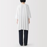 婦人　なめらか天竺編みクルーネック七分袖ワンピース