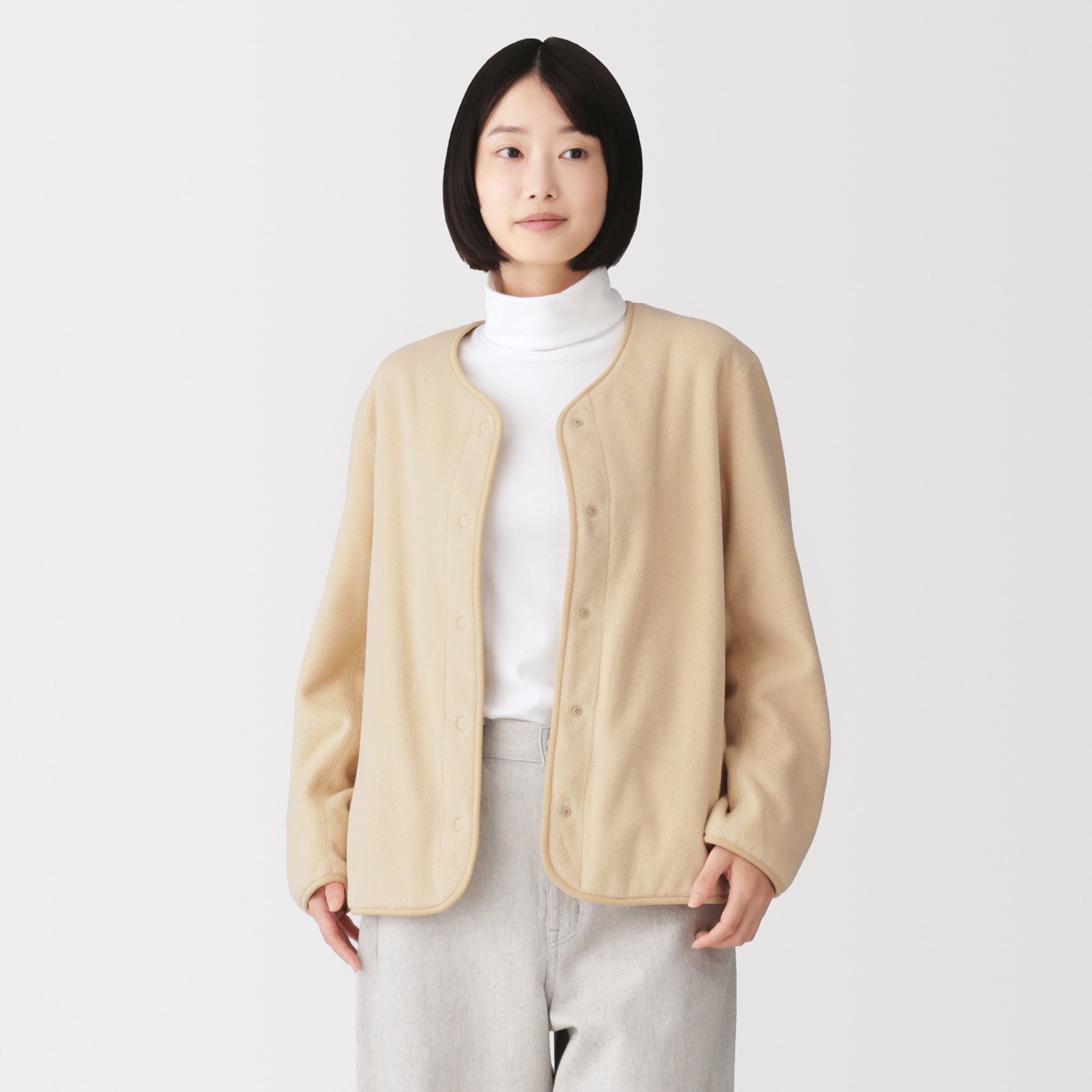 婦人　素材に還るフリースカーディガン
