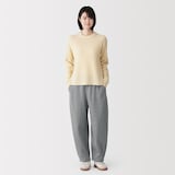 婦人　ニットフリースワイドテーパードパンツ