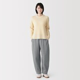 婦人　ニットフリースワイドテーパードパンツ