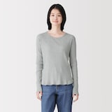 婦人　透かし柄クルーネック長袖Ｔシャツ