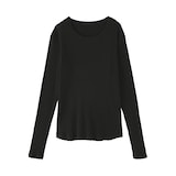 婦人　透かし柄クルーネック長袖Ｔシャツ
