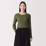 婦人　透かし柄クルーネック長袖Ｔシャツ