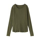 婦人　透かし柄クルーネック長袖Ｔシャツ