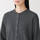 婦人　ワッフル編みクルーネックカーディガン