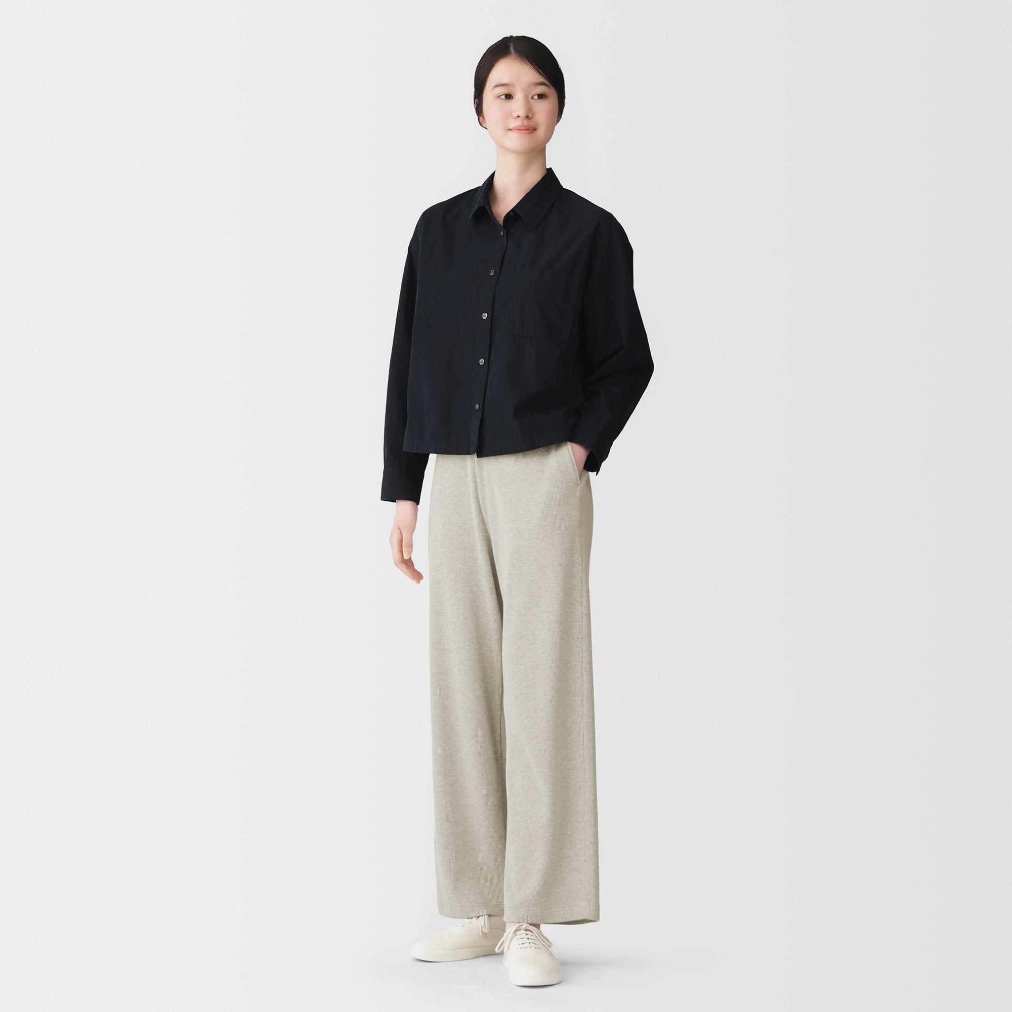 婦人　ワッフル編みパンツ