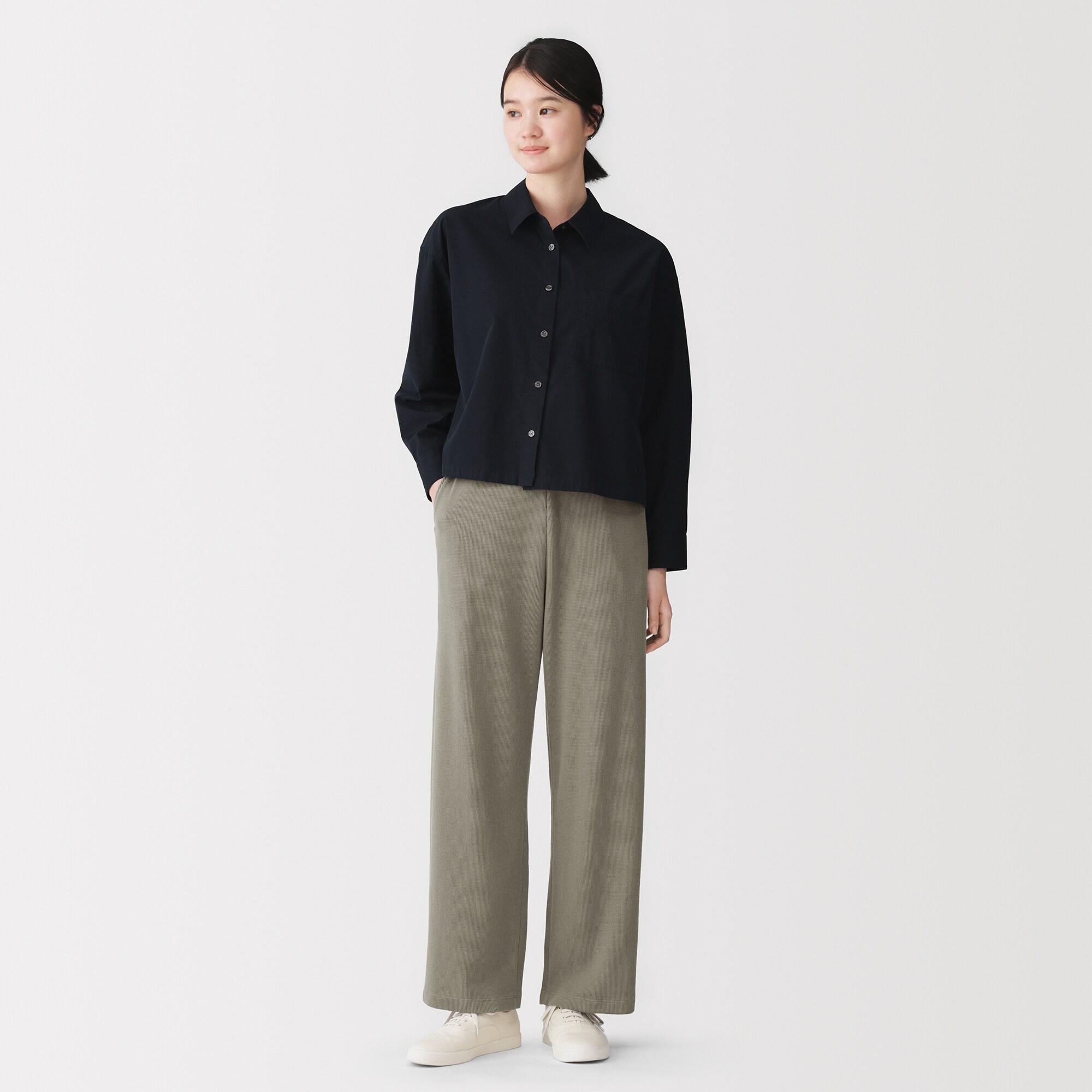 婦人　ワッフル編みパンツ
