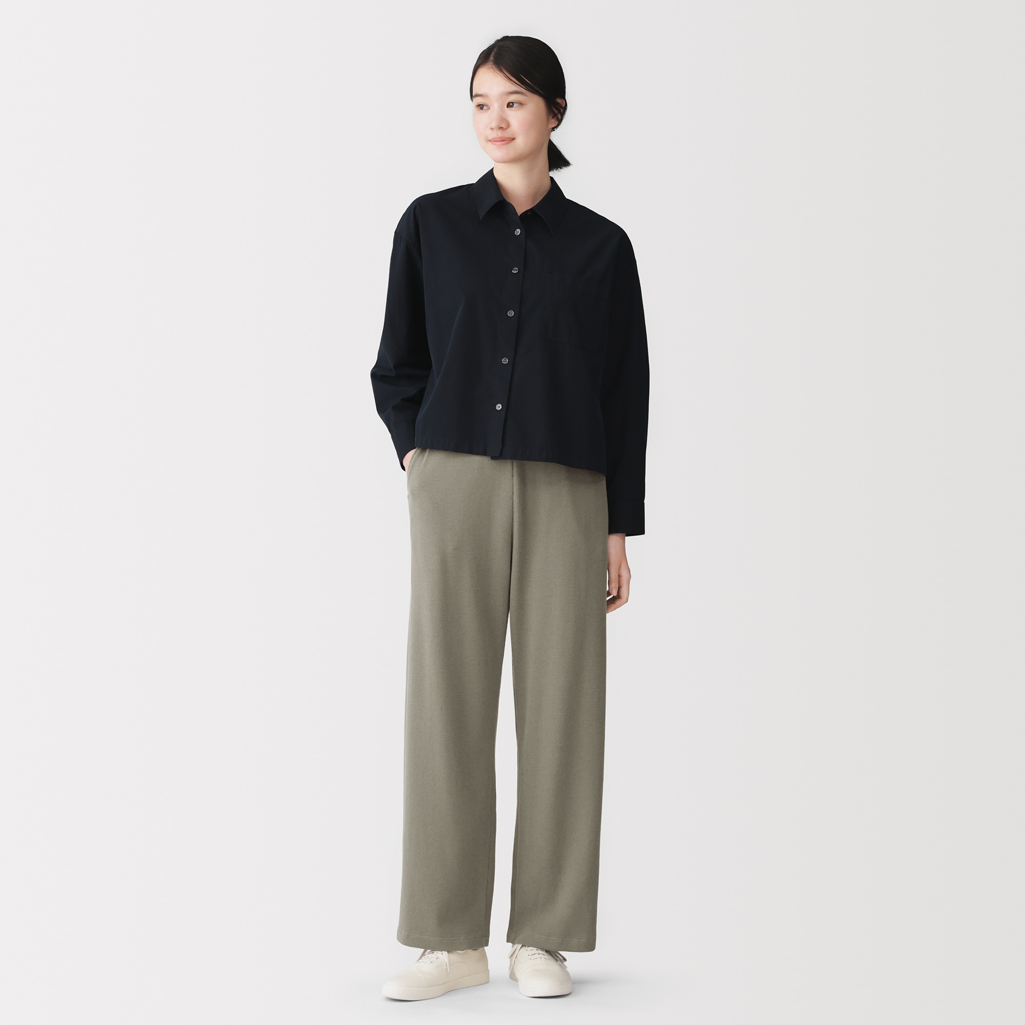 婦人　ワッフル編みパンツ