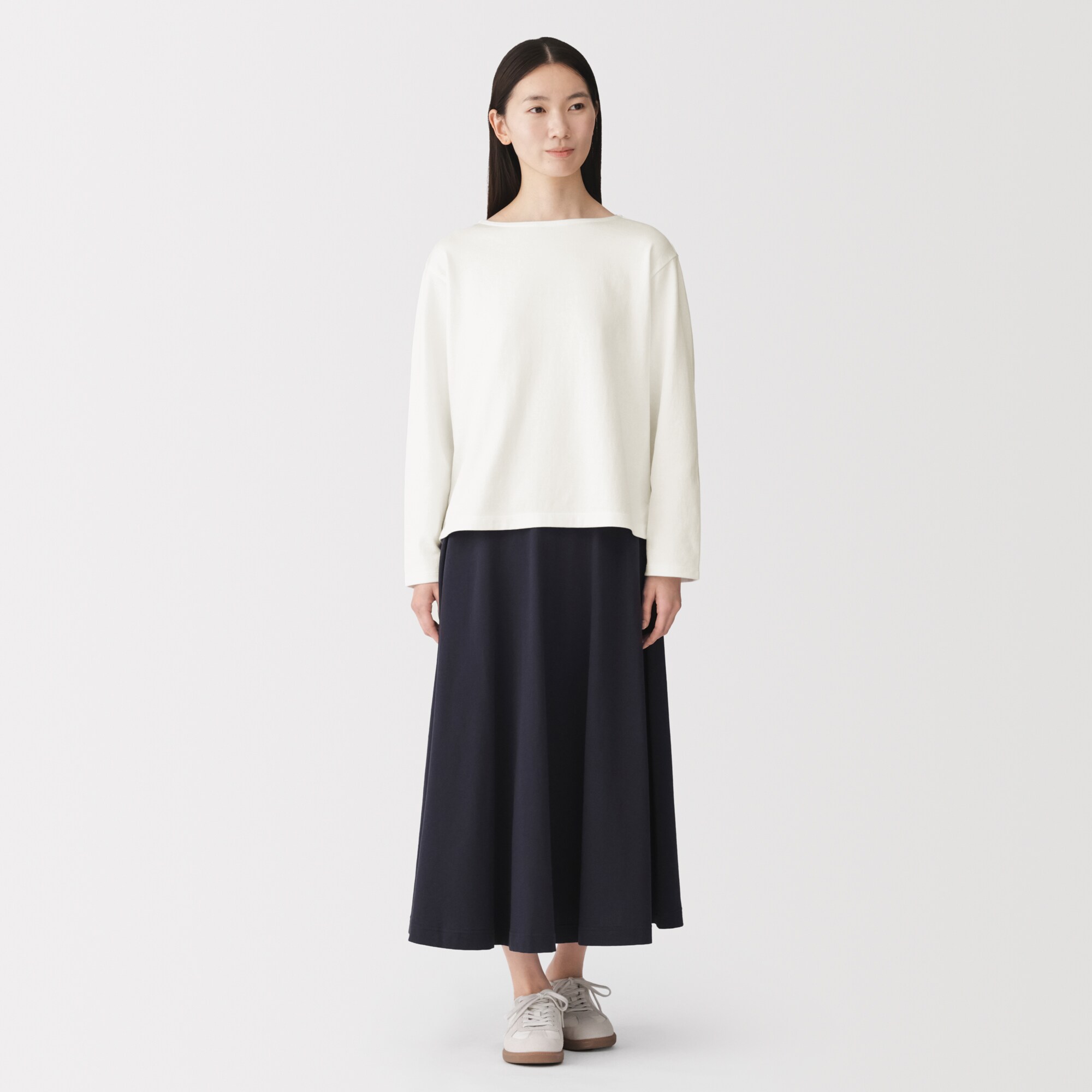 婦人　太番手ボートネック長袖Ｔシャツ