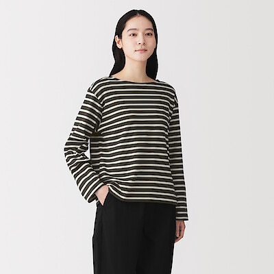 婦人　太番手ボートネック長袖Ｔシャツ