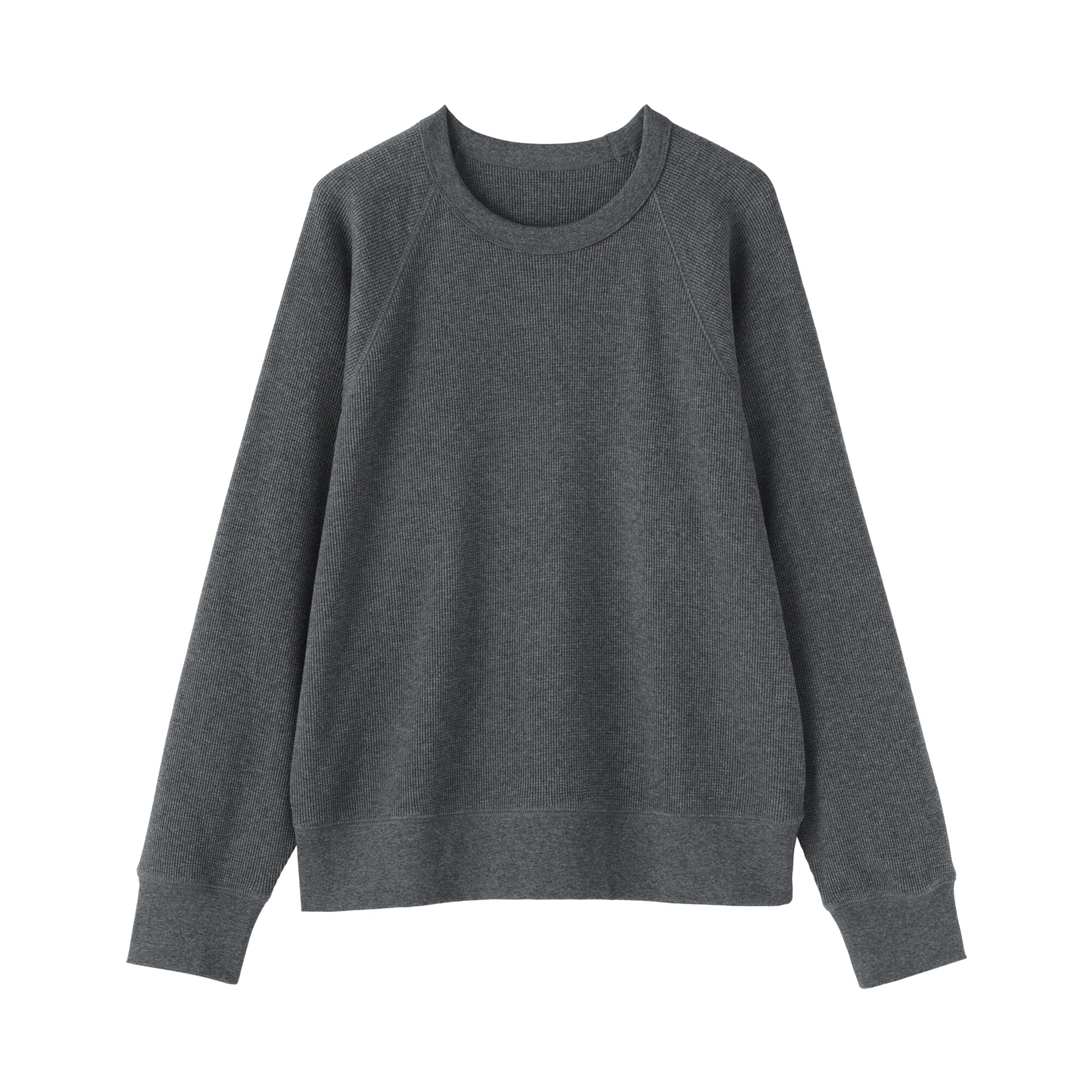 婦人　ワッフル編みクルーネック長袖Ｔシャツ