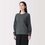 婦人　ワッフル編みクルーネック長袖Ｔシャツ