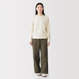 婦人　ワッフル編みクルーネック長袖Ｔシャツ