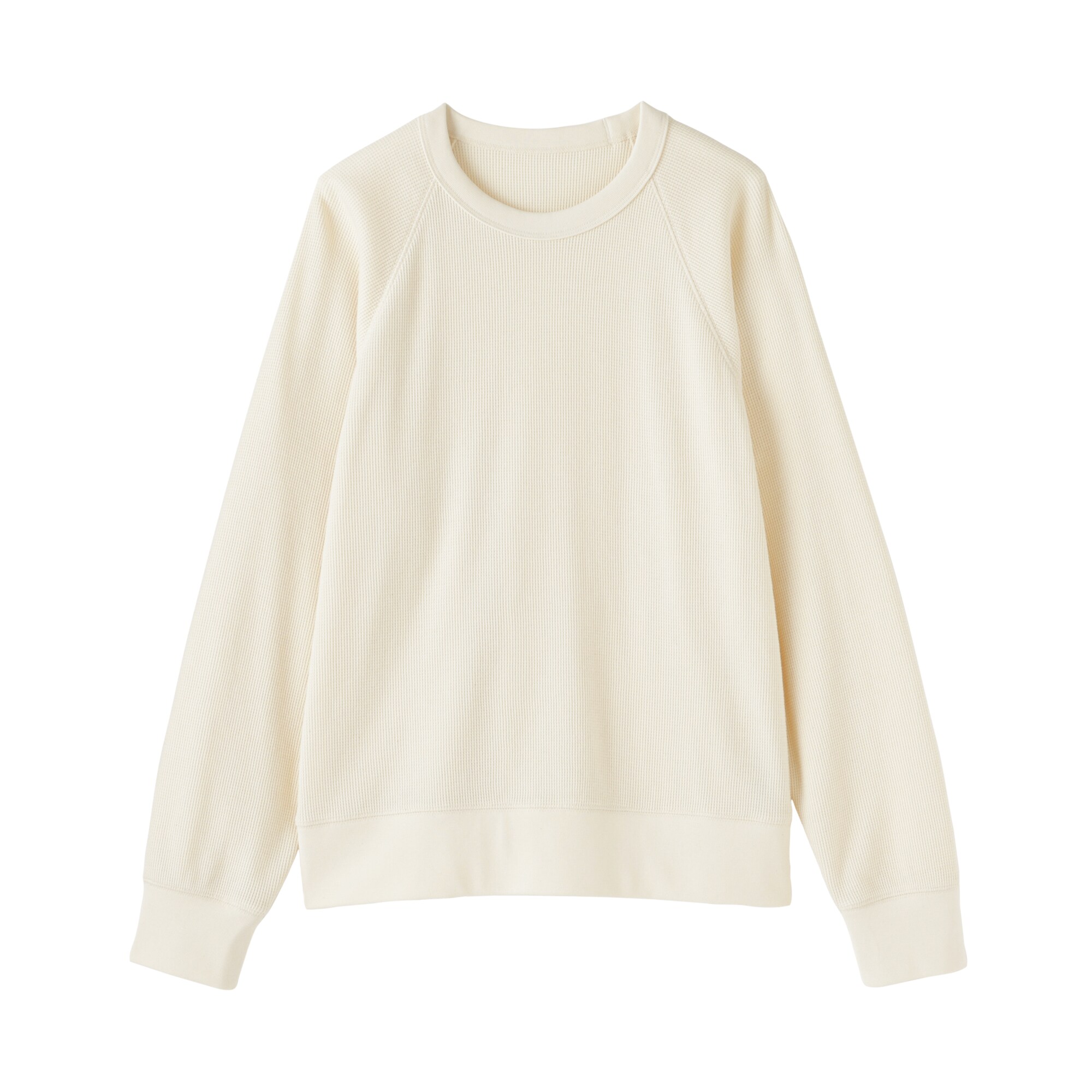 婦人　ワッフル編みクルーネック長袖Ｔシャツ