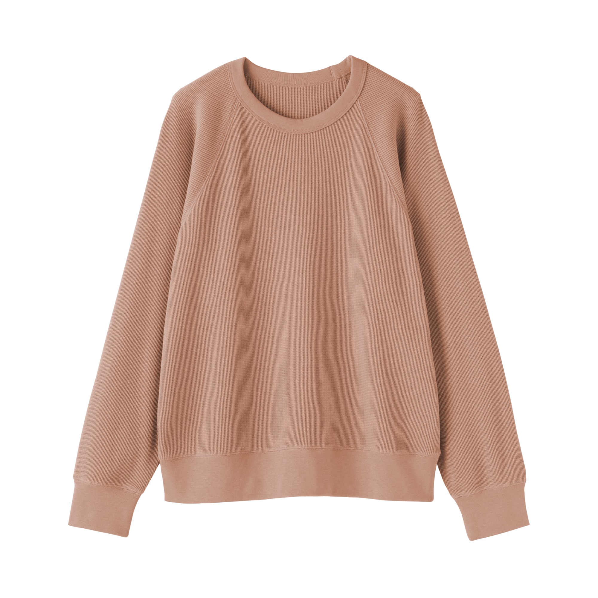 婦人　ワッフル編みクルーネック長袖Ｔシャツ