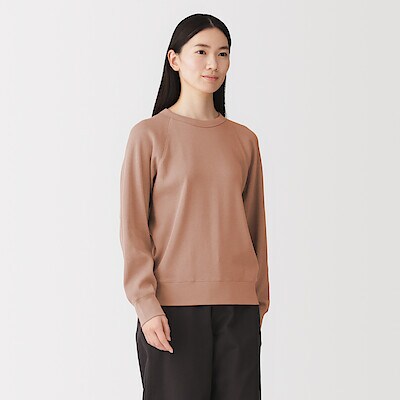 【８月中旬発売予定】婦人　ワッフル編みクルーネック長袖Ｔシャツ