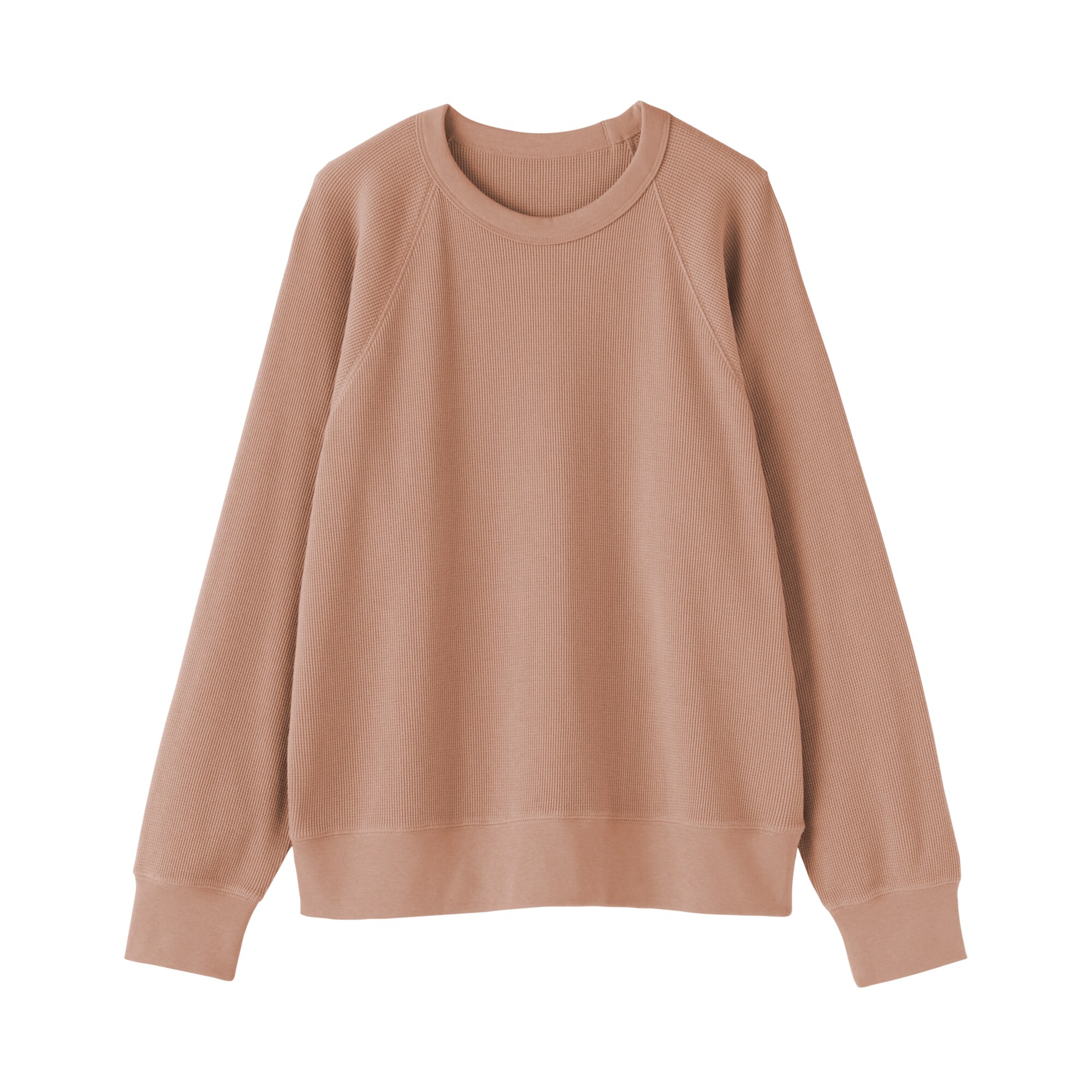 婦人　ワッフル編みクルーネック長袖Ｔシャツ