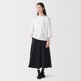 婦人　天竺編みボートネック七分袖Ｔシャツ