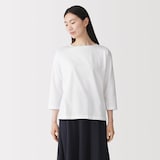婦人　天竺編みボートネック七分袖Ｔシャツ