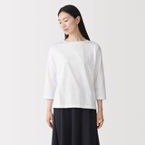 婦人　天竺編みボートネック七分袖Ｔシャツ