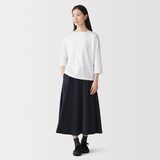婦人　天竺編みボートネック七分袖Ｔシャツ