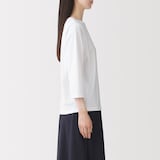 婦人　天竺編みボートネック七分袖Ｔシャツ