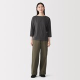 婦人　天竺編みボートネック七分袖Ｔシャツ