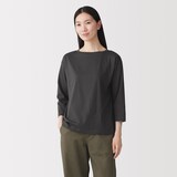 婦人　天竺編みボートネック七分袖Ｔシャツ