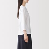 婦人　天竺編みボートネック七分袖Ｔシャツ