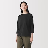 婦人　天竺編みボートネック七分袖Ｔシャツ