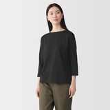 婦人　天竺編みボートネック七分袖Ｔシャツ