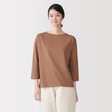 婦人　天竺編みボートネック七分袖Ｔシャツ