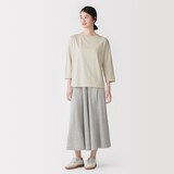 婦人　天竺編みボートネック七分袖Ｔシャツ