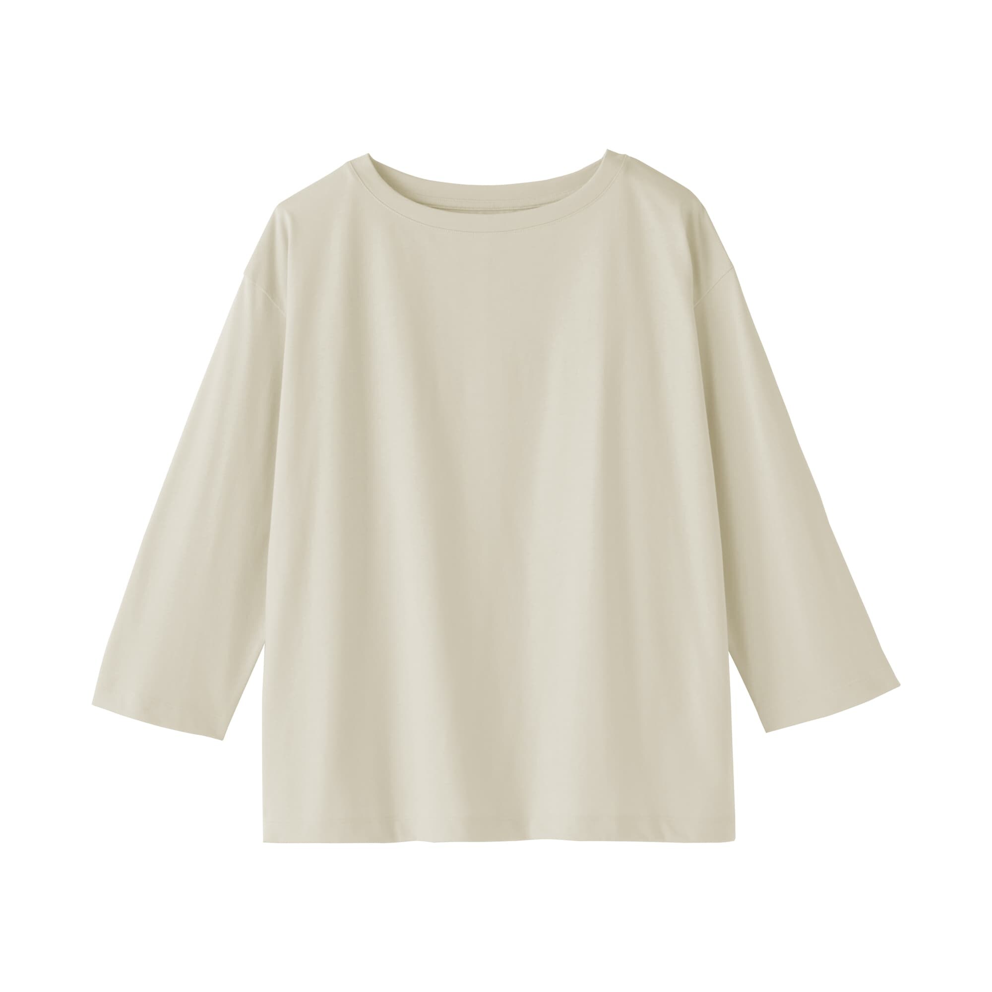 婦人　天竺編みボートネック七分袖Ｔシャツ