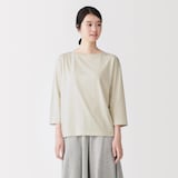 婦人　天竺編みボートネック七分袖Ｔシャツ