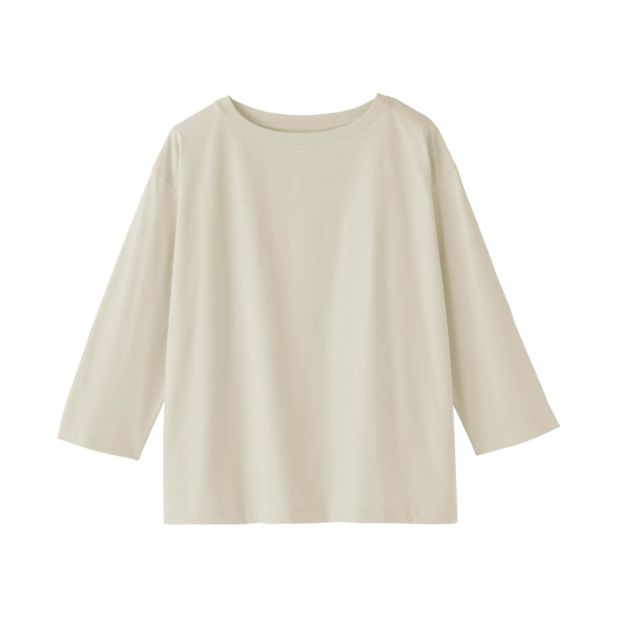 婦人　天竺編みボートネック七分袖Ｔシャツ