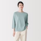 婦人　天竺編みボートネック七分袖Ｔシャツ