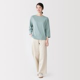婦人　天竺編みボートネック七分袖Ｔシャツ