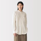 紳士　なめらか　スタンドカラー長袖シャツ