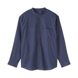 紳士　なめらか　スタンドカラー長袖シャツ