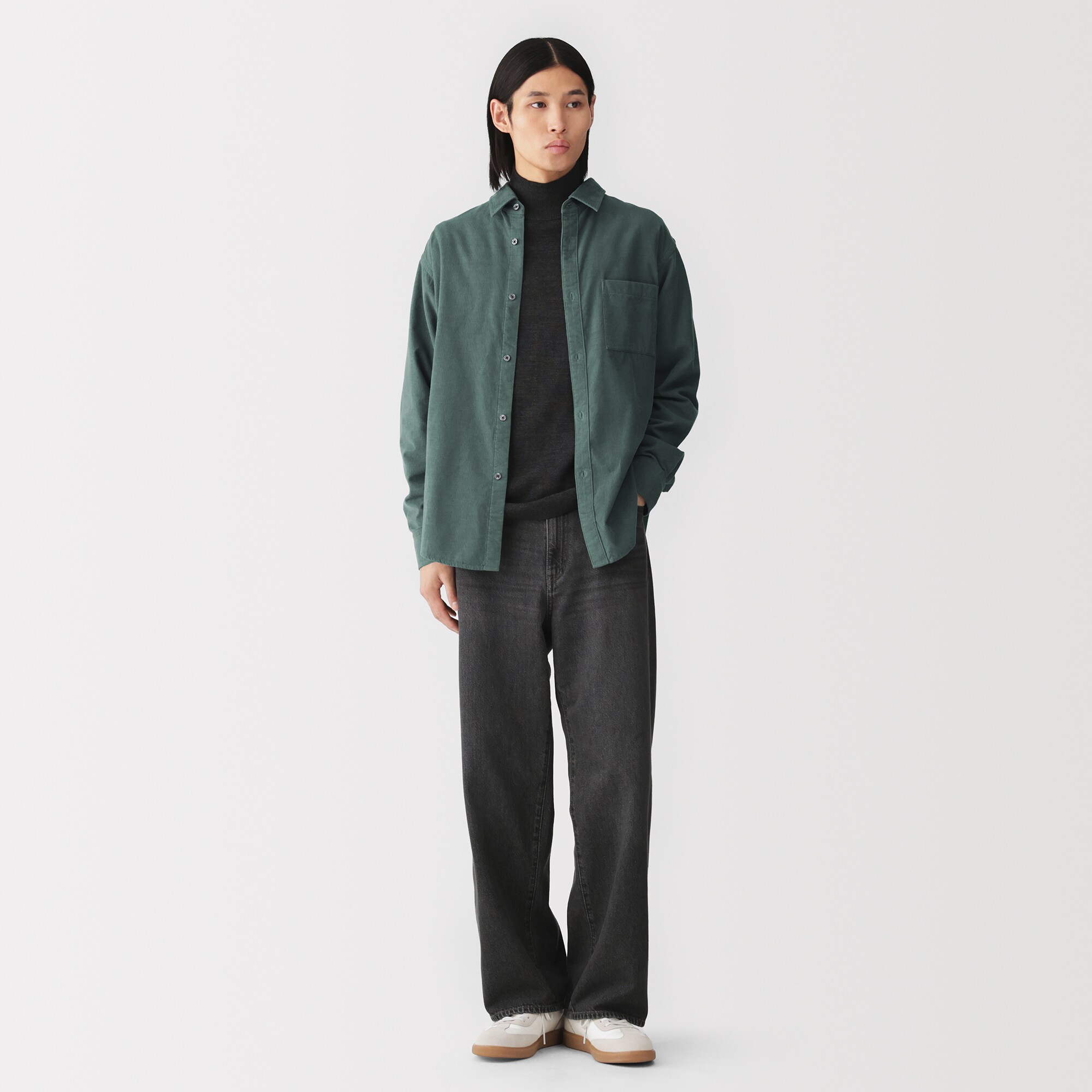 紳士　両面コーデュロイ長袖シャツ