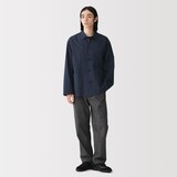 紳士　まっすぐ仕立てた　結び釦長袖シャツ
