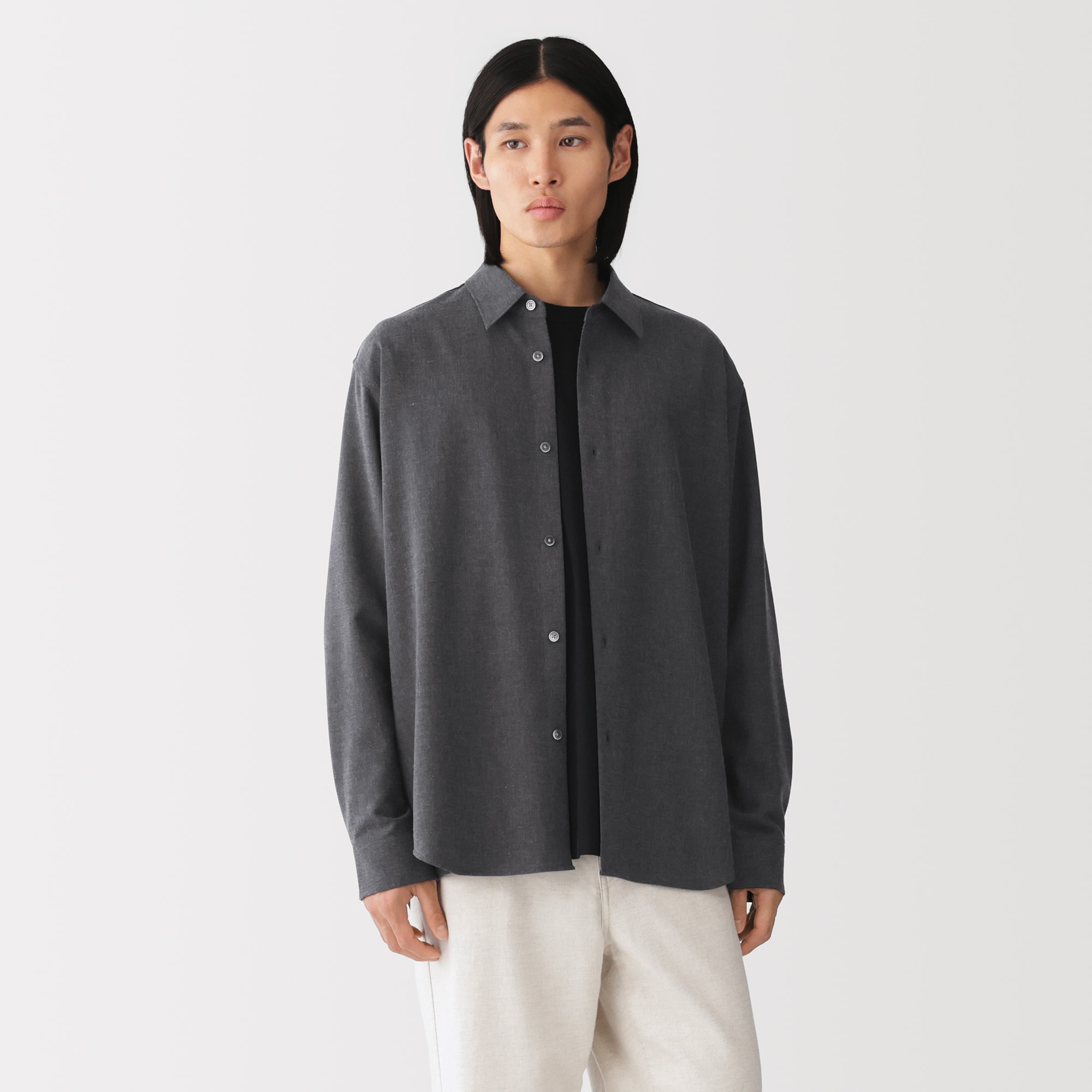 紳士　乾きやすいストレッチ長袖シャツ